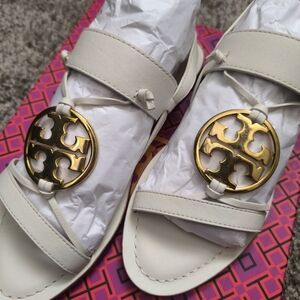 Tory Burch ivory Sandals with logo size 6